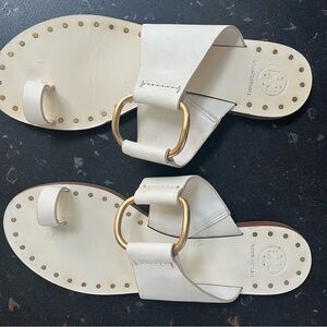White & Gold Tory Burch Sandals